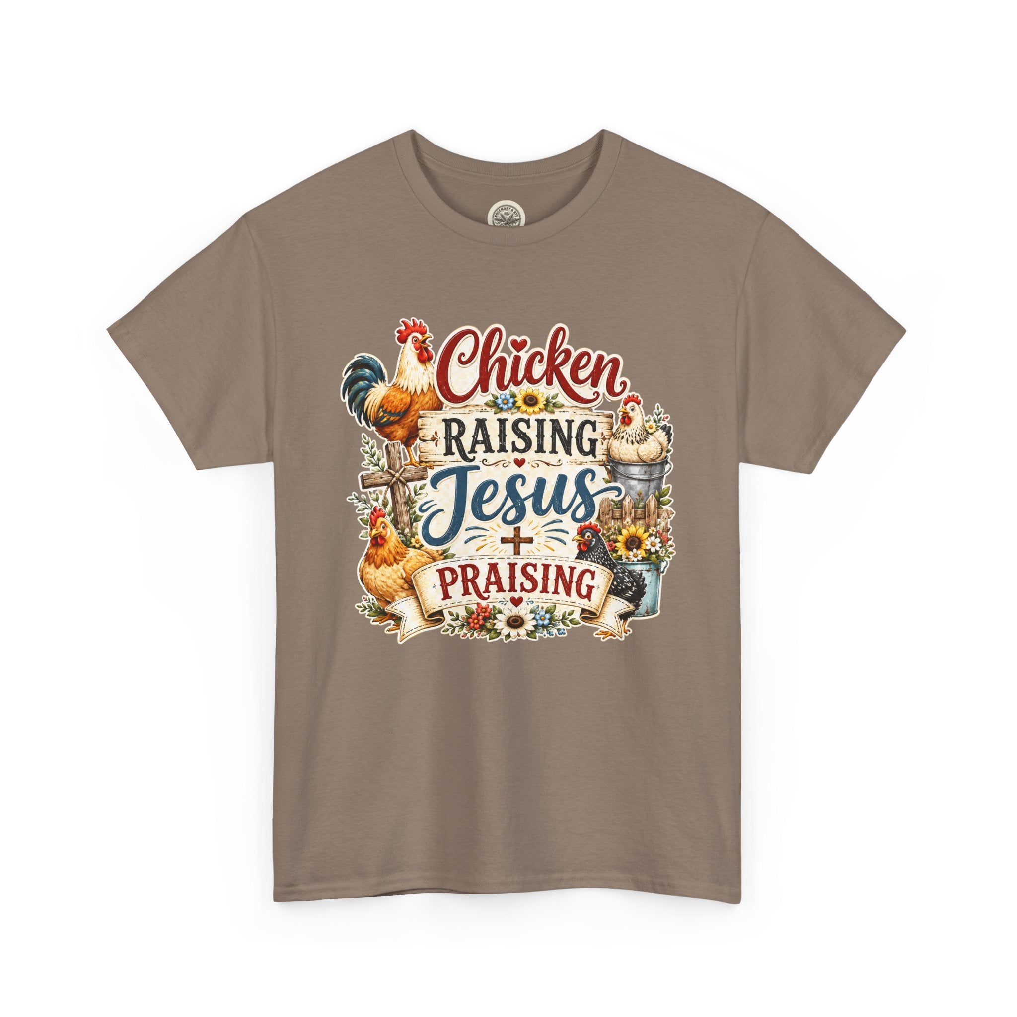 Chicken Raising Jesus Praising T-Shirt — Farm Faith Graphic Tee