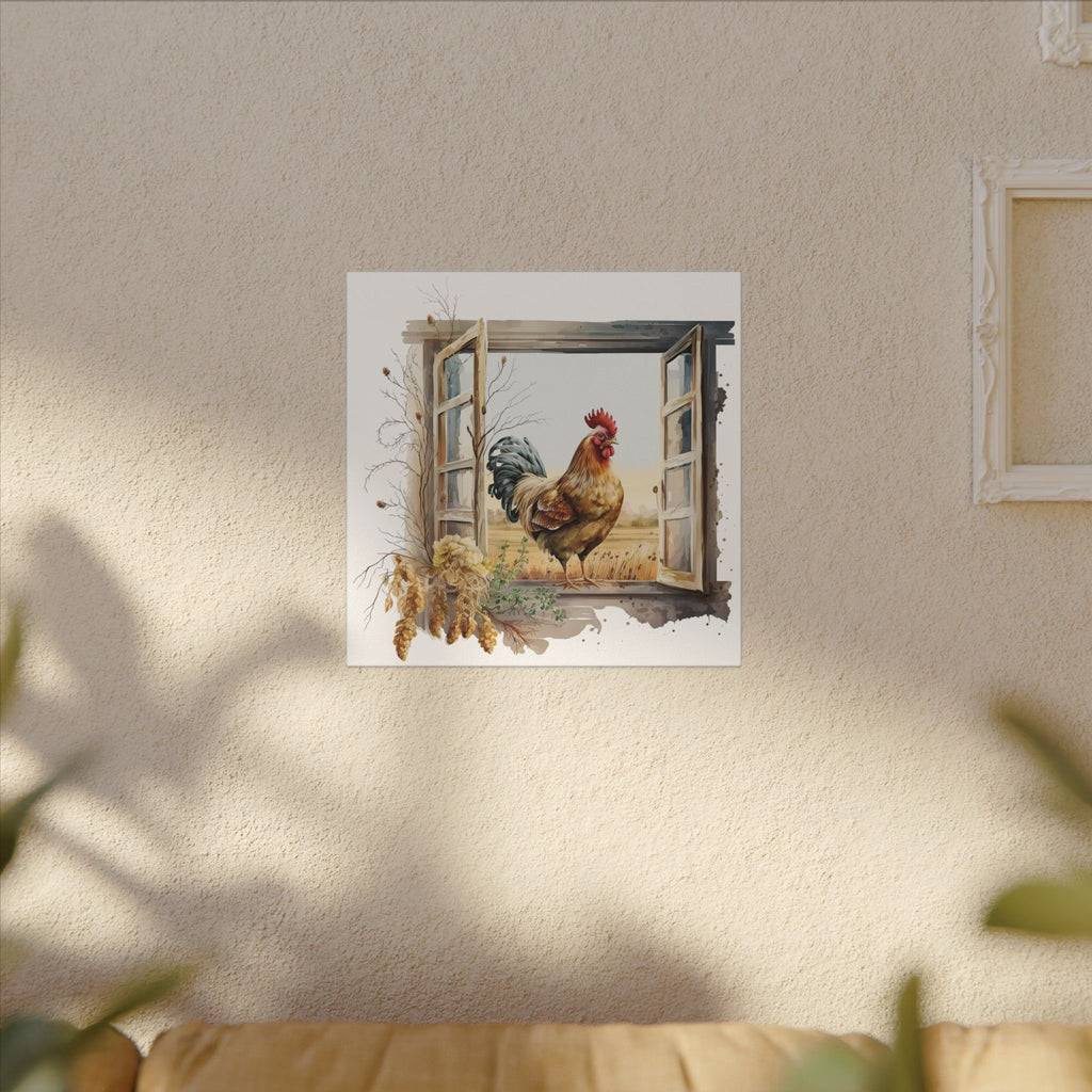 Rooster Window Farmhouse Canvas