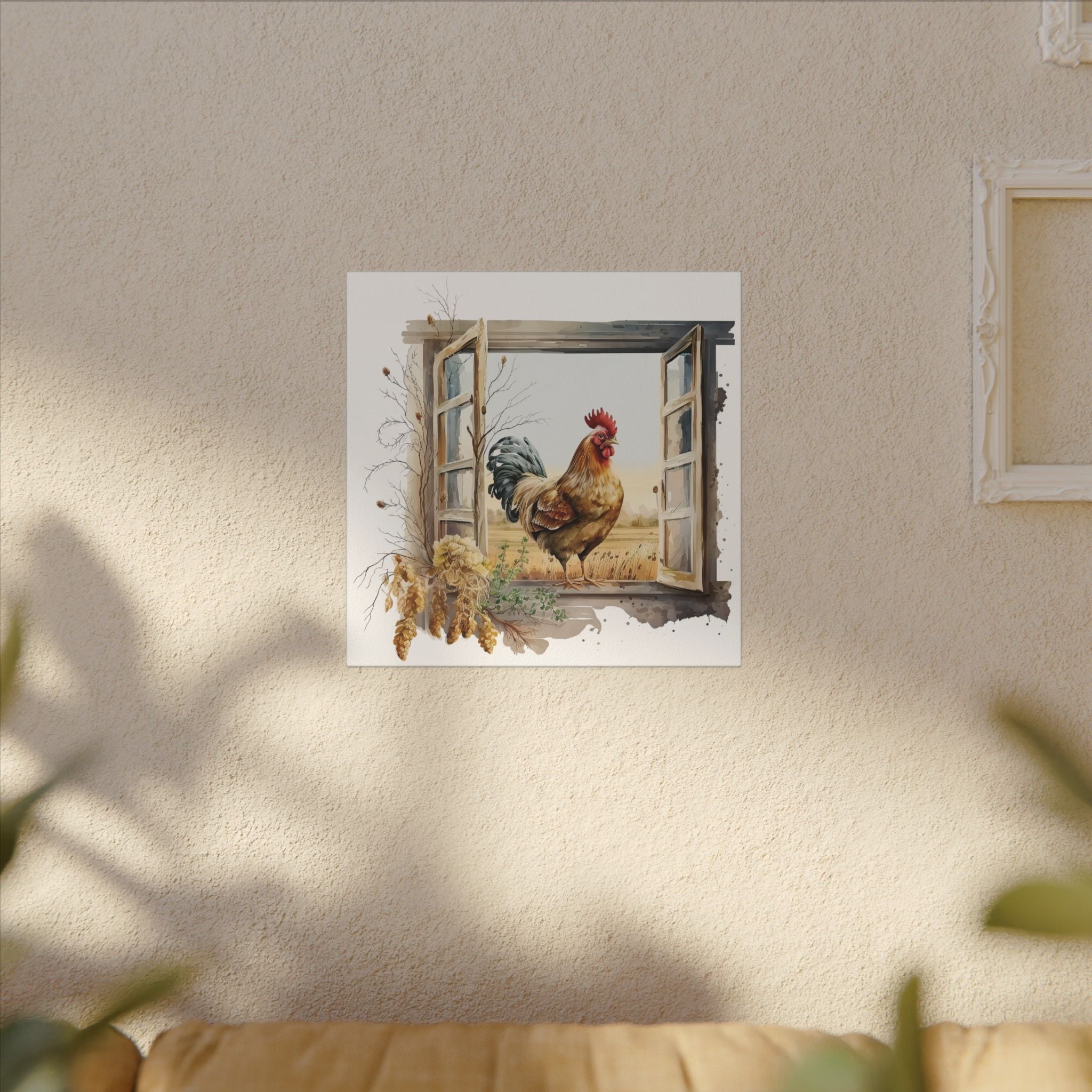Rooster Window Farmhouse Canvas
