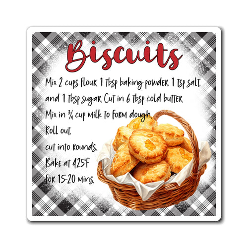 Biscuits Recipe Magnet — Country Kitchen Refrigerator Decor