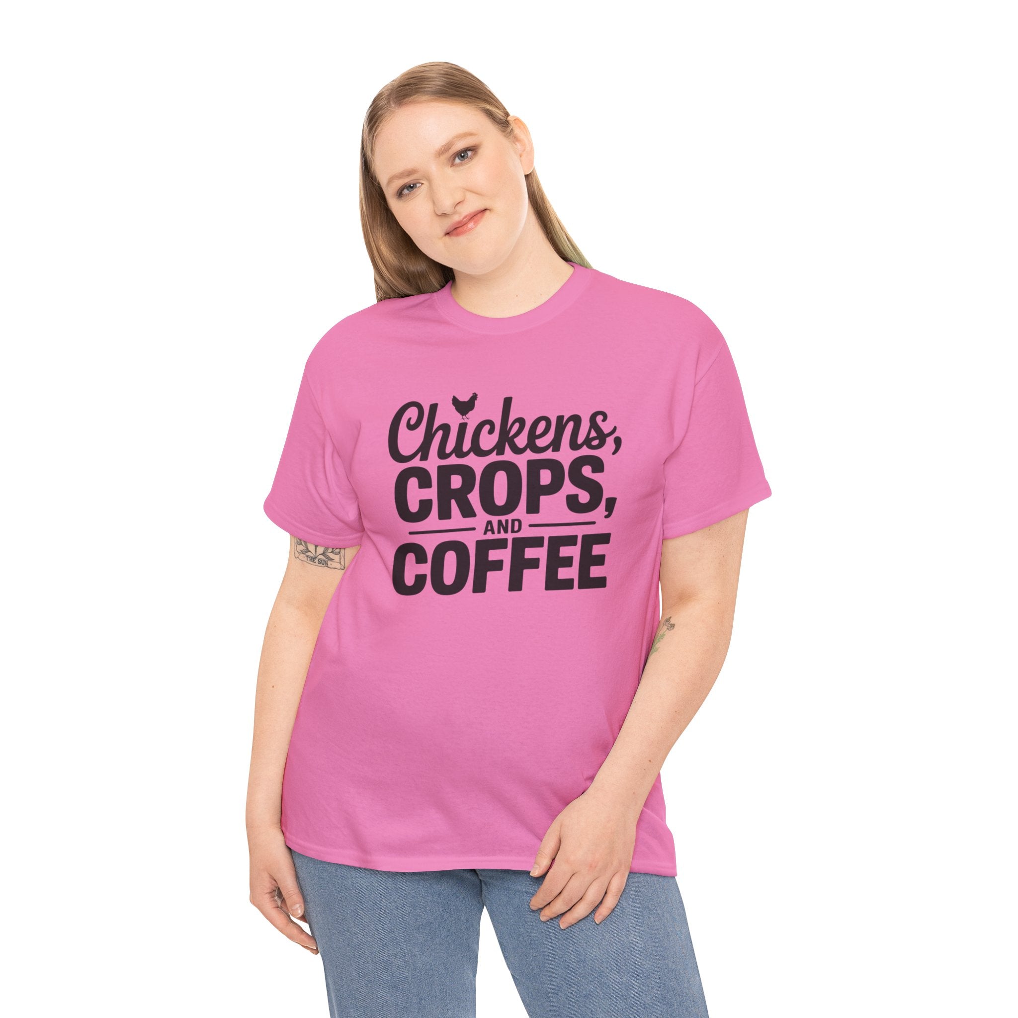Chickens, Crops and Coffee Tee — Farm Life Graphic T-Shirt