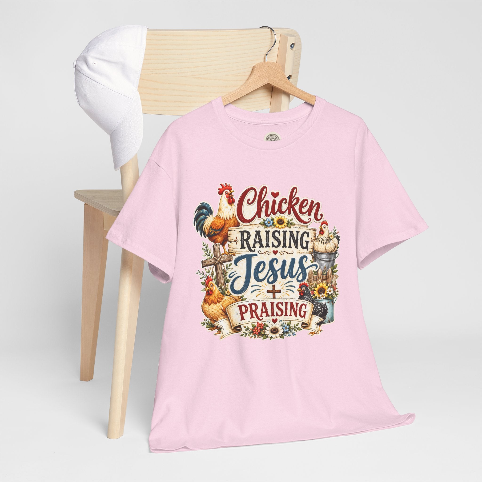 Chicken Raising Jesus Praising T-Shirt — Farm Faith Graphic Tee