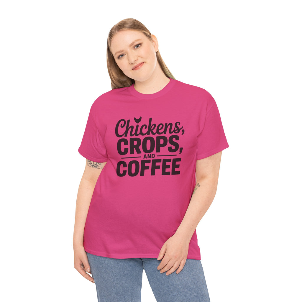 Chickens, Crops and Coffee Tee — Farm Life Graphic T-Shirt