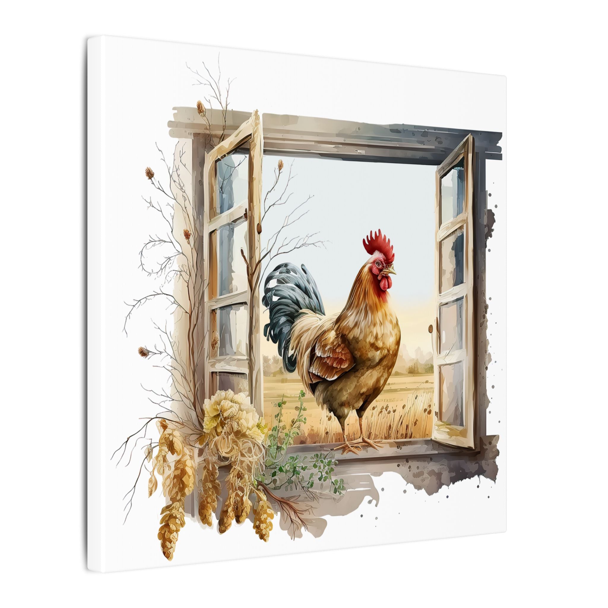 Rooster Window Farmhouse Canvas