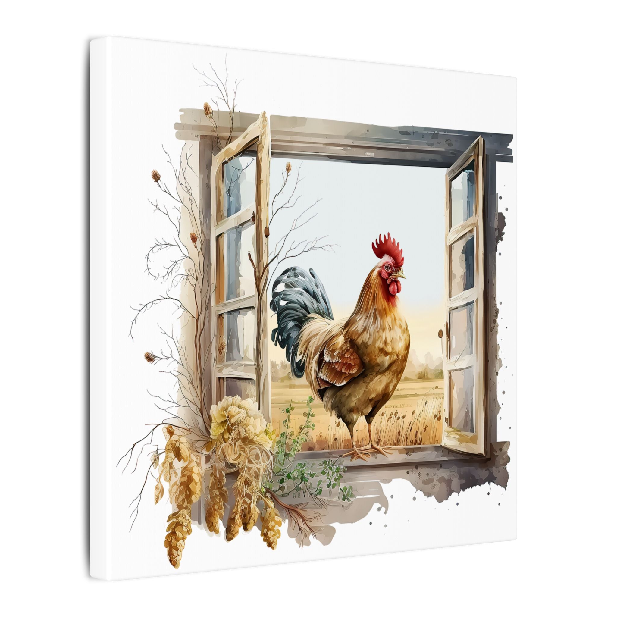Rooster Window Farmhouse Canvas