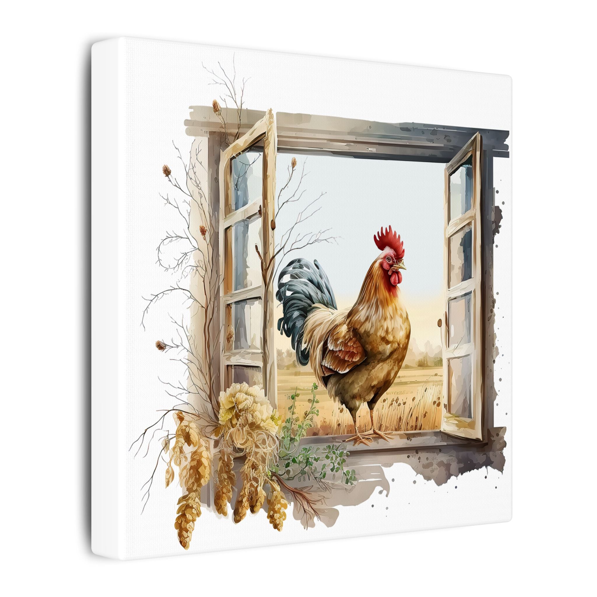 Rooster Window Farmhouse Canvas