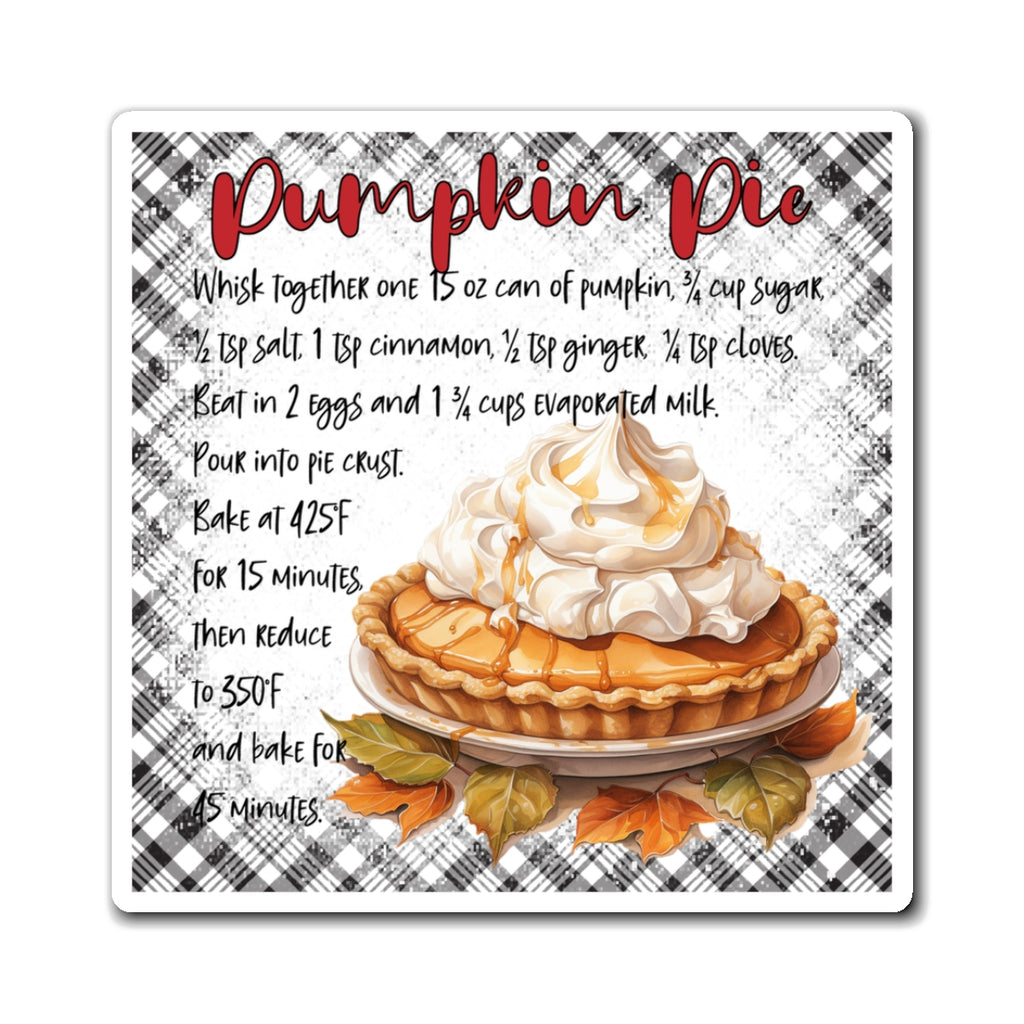 Pumpkin Pie Recipe Magnet — Fall Kitchen Recipe Refrigerator Magnet