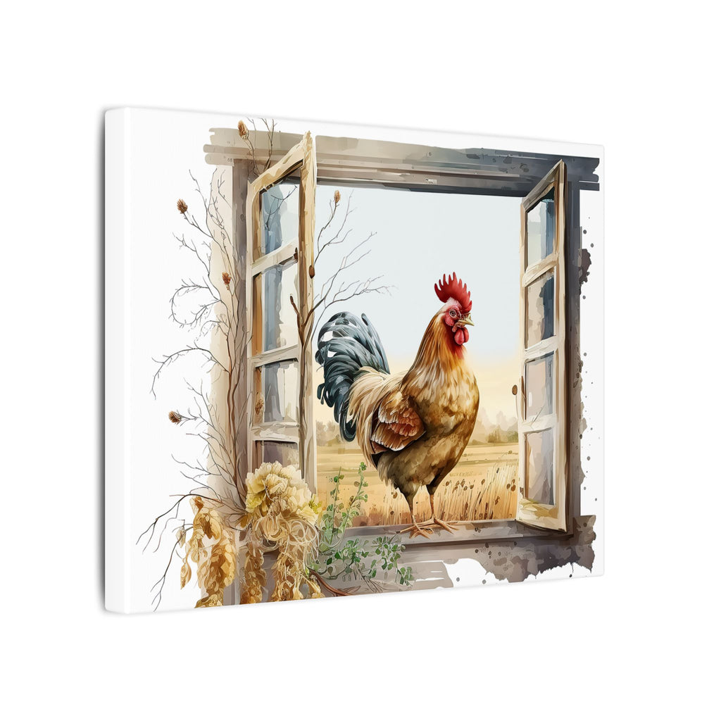 Rooster Window Farmhouse Canvas