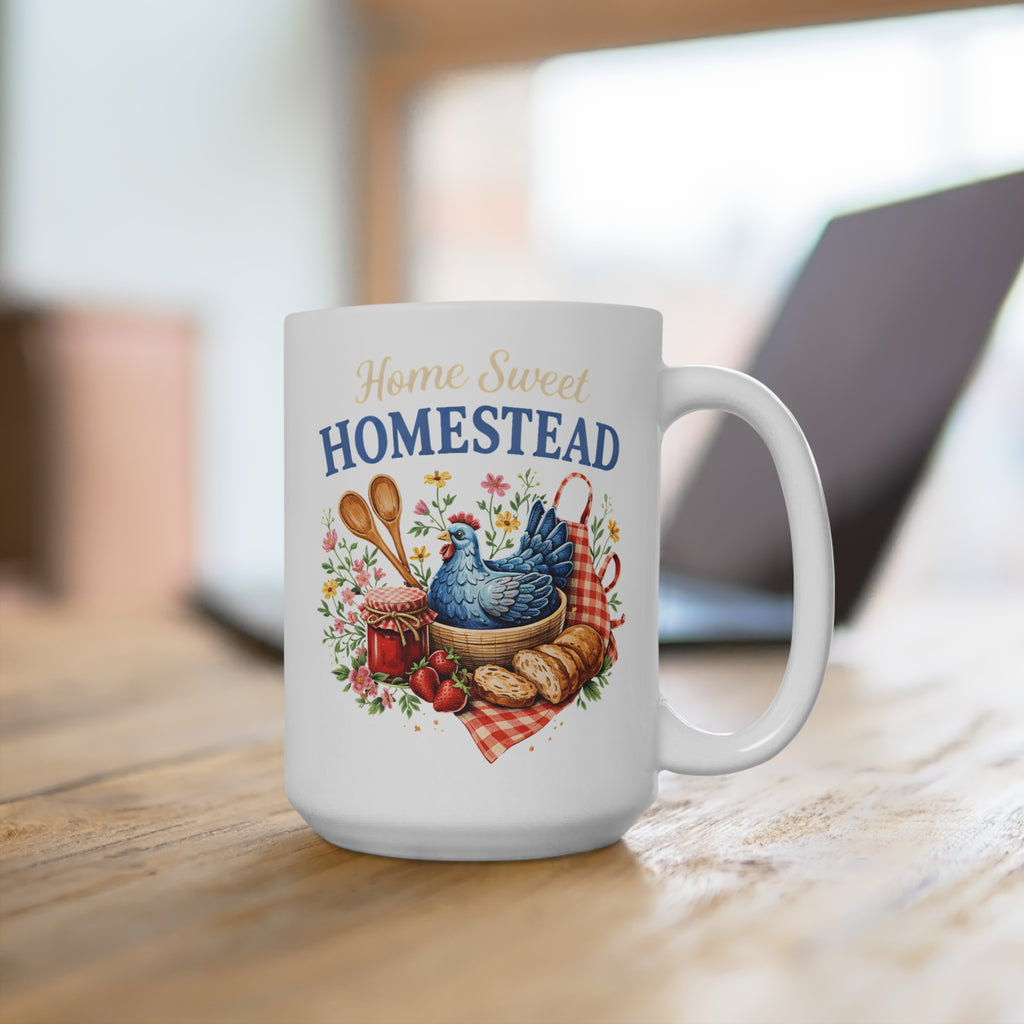 15oz Mug - "Home Sweet Homestead" Country Kitchen Ceramic Coffee Cup