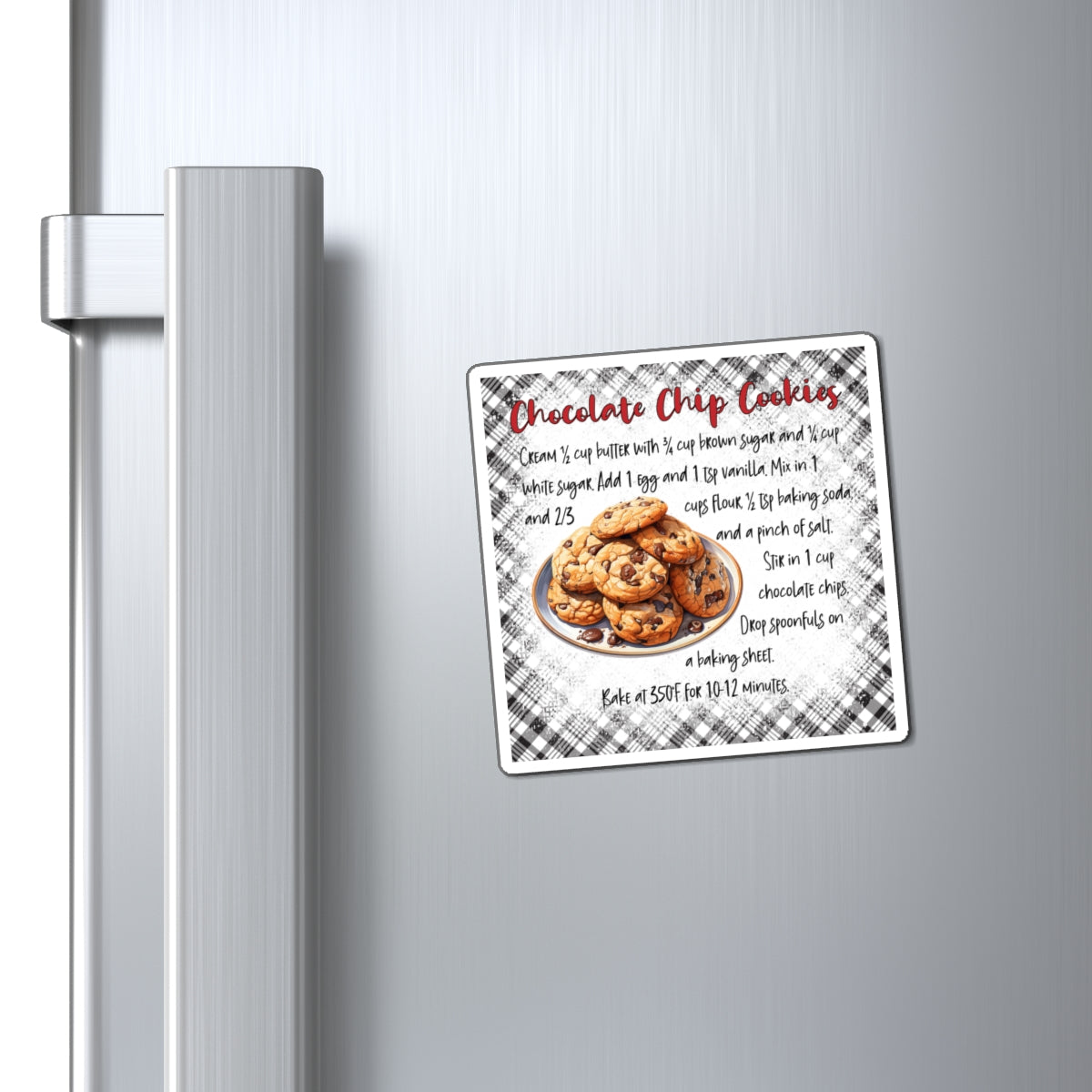 Chocolate Chip Cookies Recipe Magnet — Kitchen Refrigerator Decor, Holiday Baking Gift