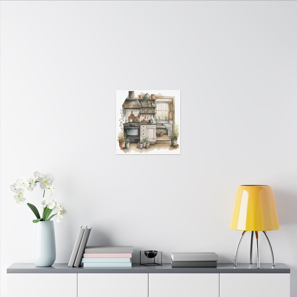 Cozy Farmhouse Kitchen Canvas Print — Rustic Kitchen Wall Art