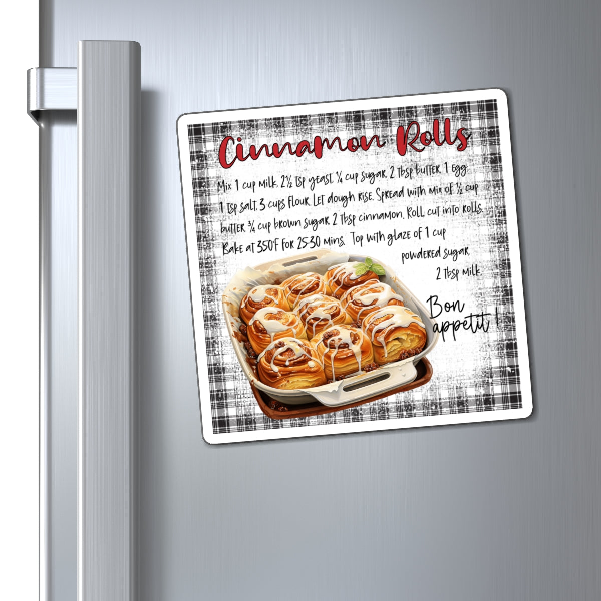 Cinnamon Rolls Recipe Magnet — Kitchen Recipe Fridge Magnet