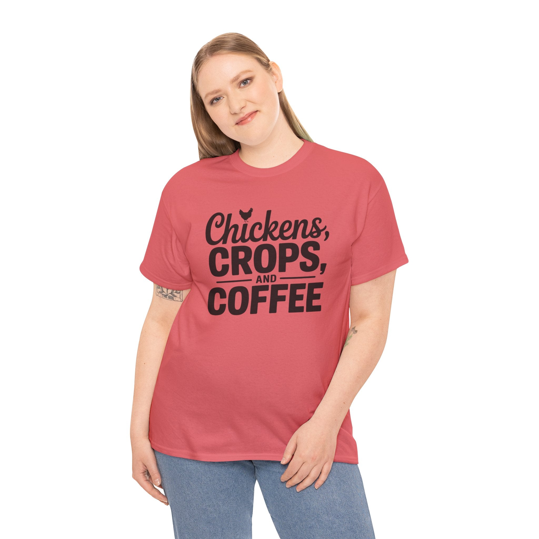 Chickens, Crops and Coffee Tee — Farm Life Graphic T-Shirt