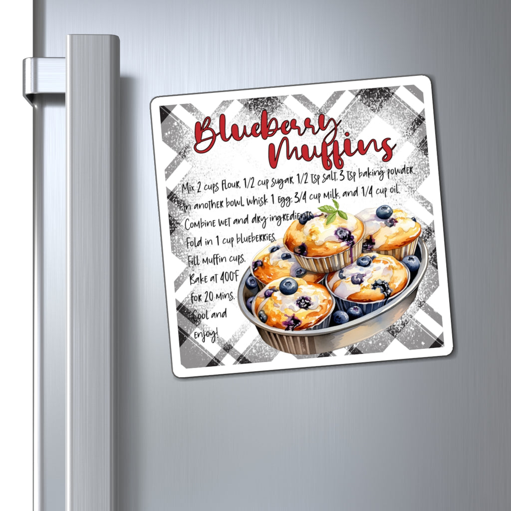 Blueberry Muffins Recipe Magnet — Kitchen Recipe Refrigerator Magnet