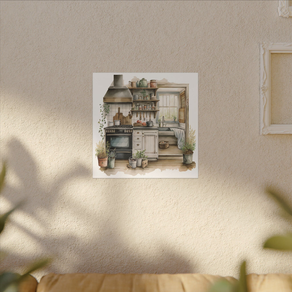 Cozy Farmhouse Kitchen Canvas Print — Rustic Kitchen Wall Art