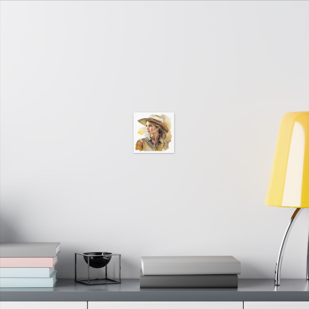 Western Cowgirl Portrait Canvas – Watercolor-Style Matte Wall Art