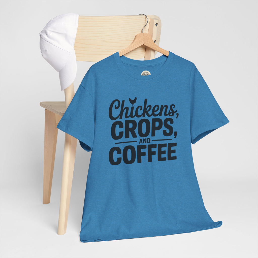 Chickens, Crops and Coffee Tee — Farm Life Graphic T-Shirt