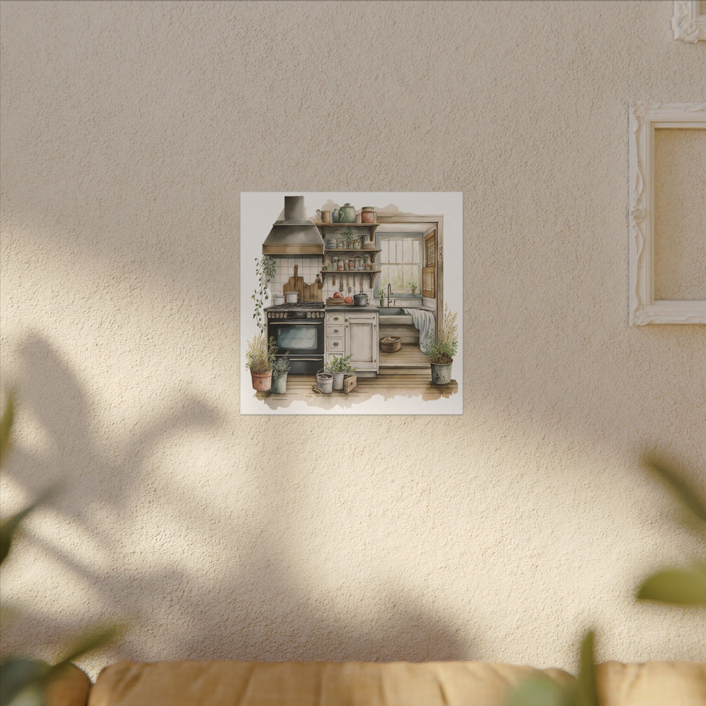 Cozy Farmhouse Kitchen Canvas Print — Rustic Kitchen Wall Art