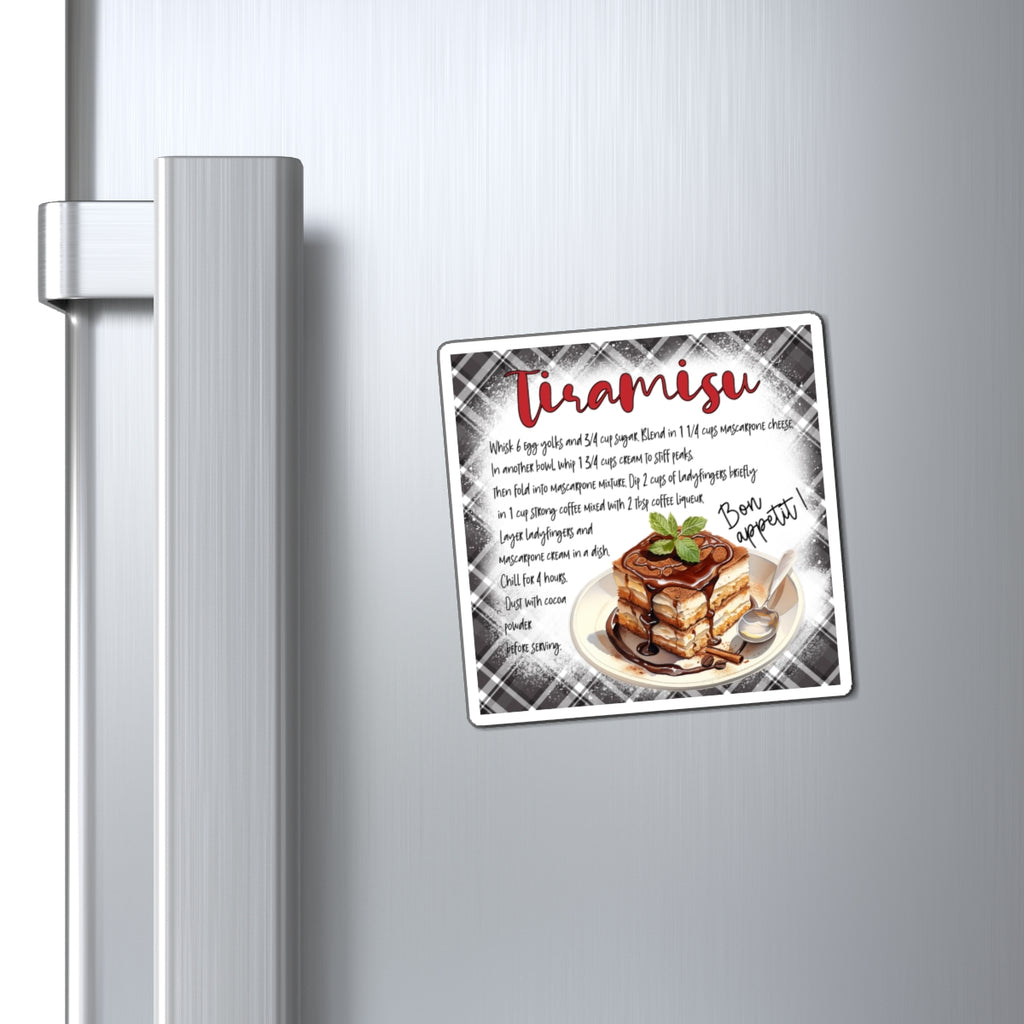 Tiramisu Recipe Magnet — Illustrated Dessert Kitchen Magnet