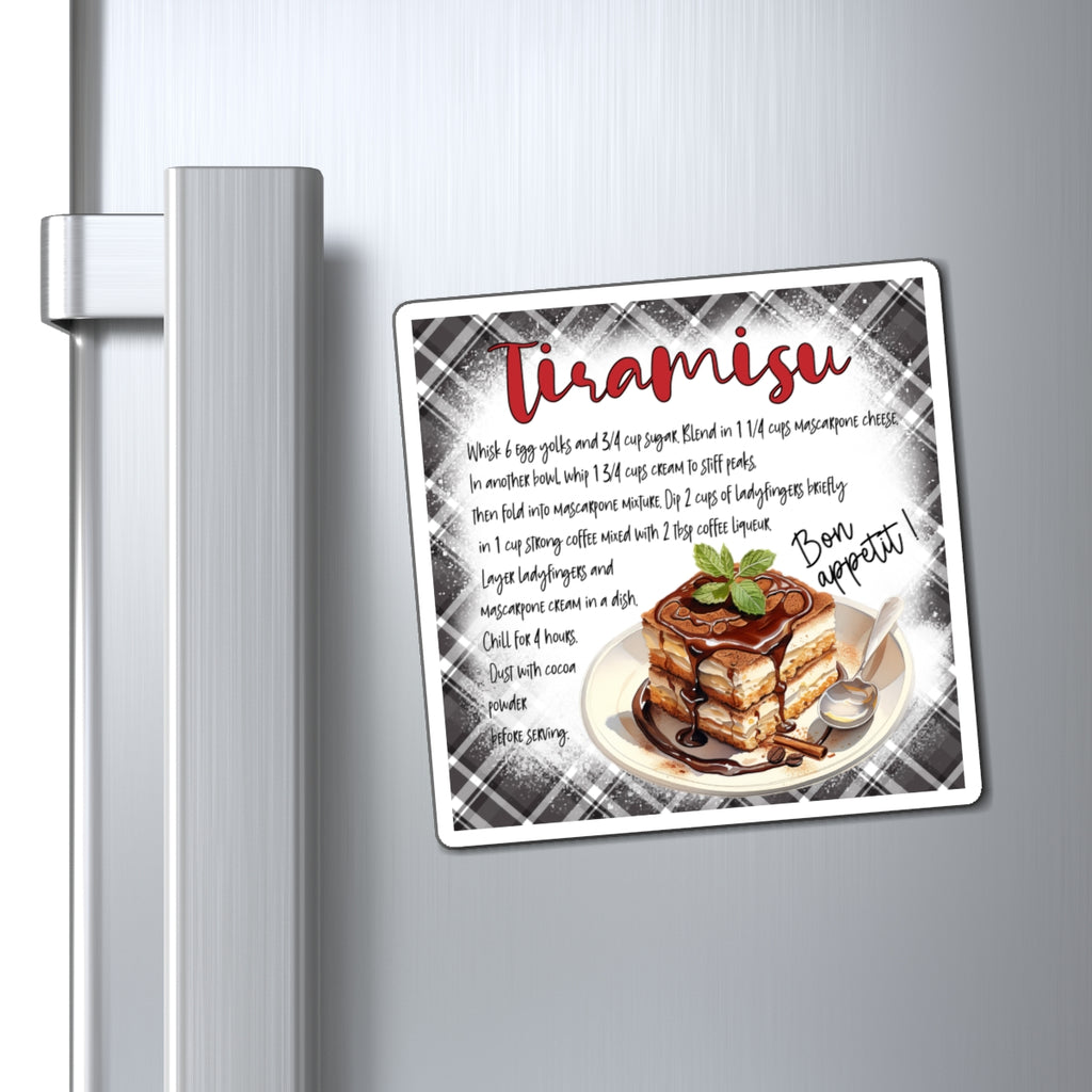 Tiramisu Recipe Magnet — Illustrated Dessert Kitchen Magnet