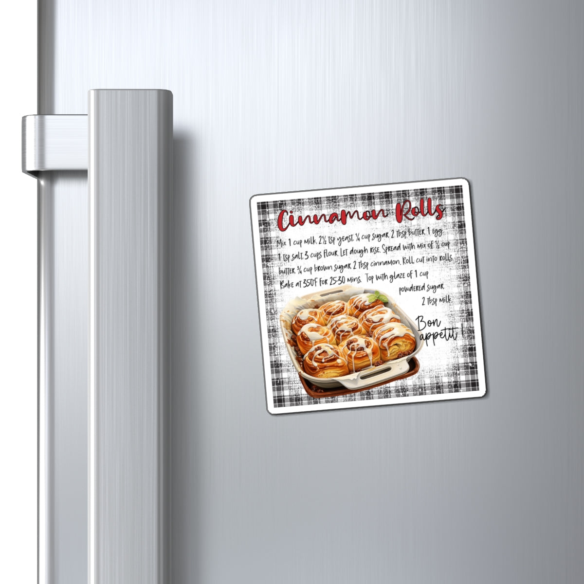 Cinnamon Rolls Recipe Magnet — Kitchen Recipe Fridge Magnet