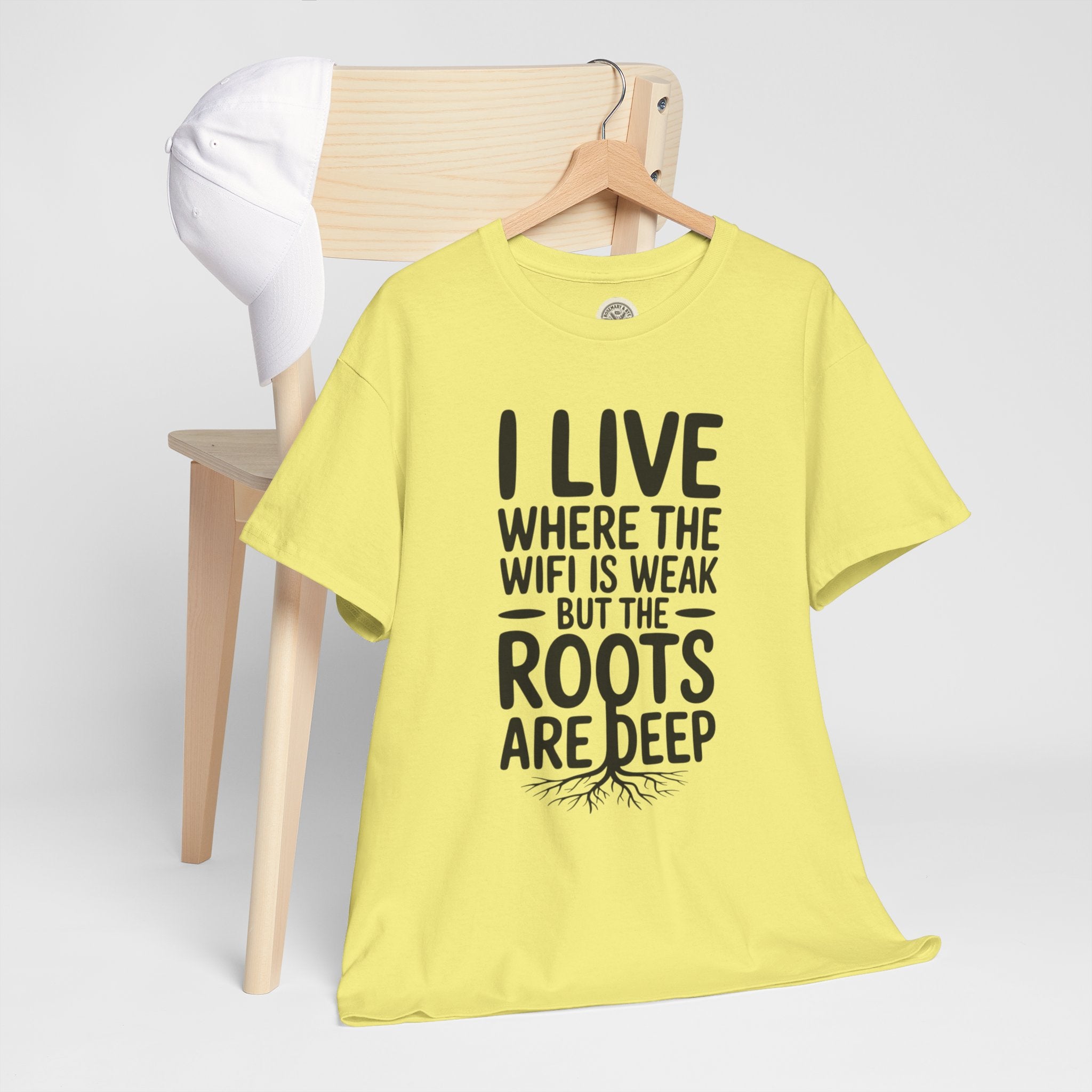 Rural Roots Tee — "I live where the WiFi is weak but the roots are deep" Cotton Shirt