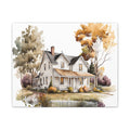 Country Farmhouse Canvas Print — Watercolor Autumn Home Wall Art