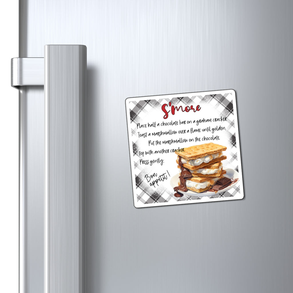 S'more Recipe Magnet — Retro Plaid Kitchen Fridge Decor