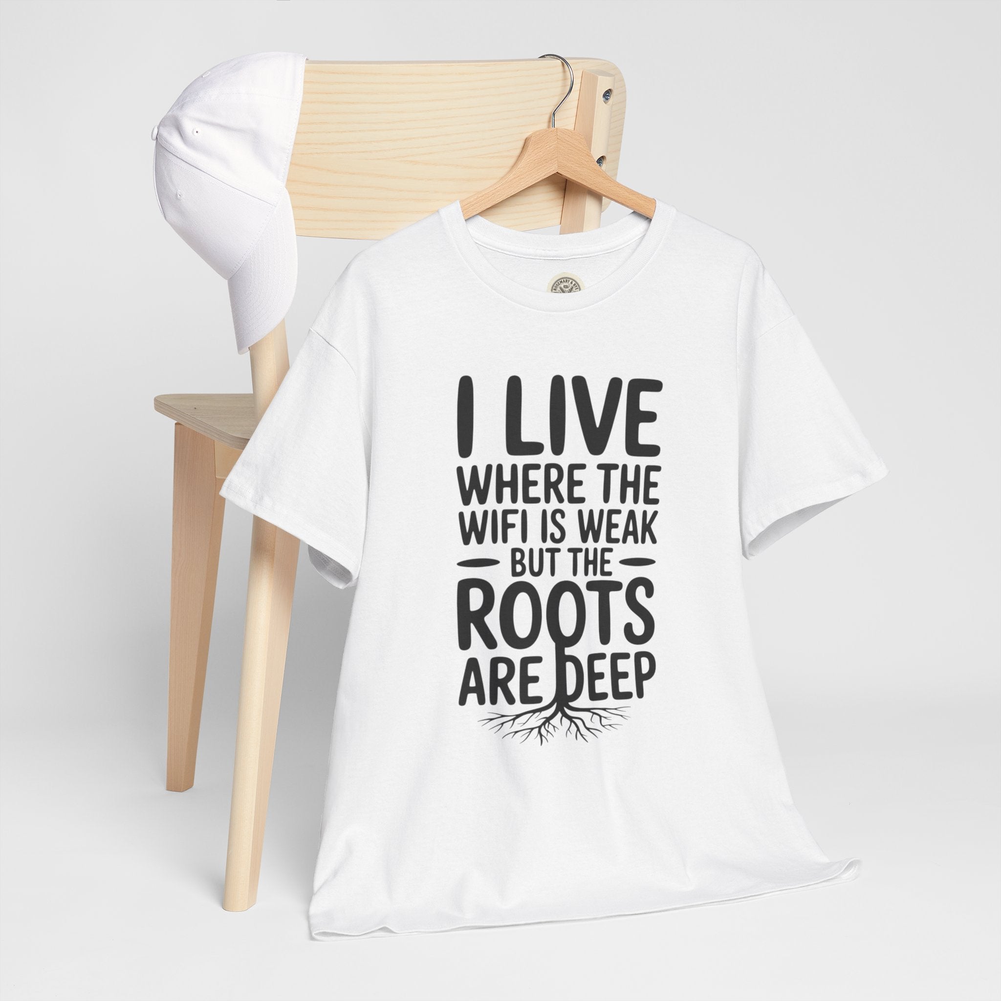 Rural Roots Tee — "I live where the WiFi is weak but the roots are deep" Cotton Shirt