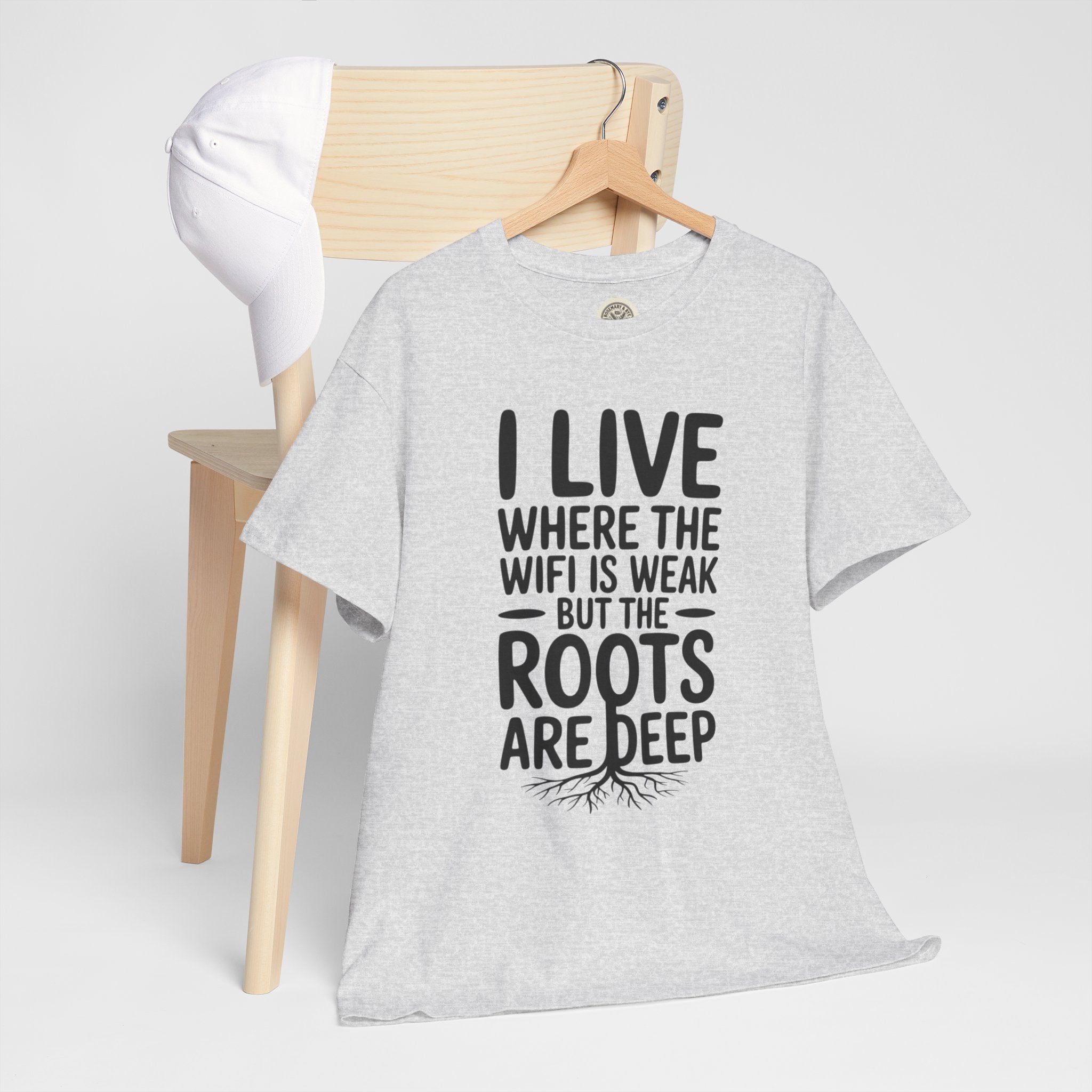 Rural Roots Tee — "I live where the WiFi is weak but the roots are deep" Cotton Shirt